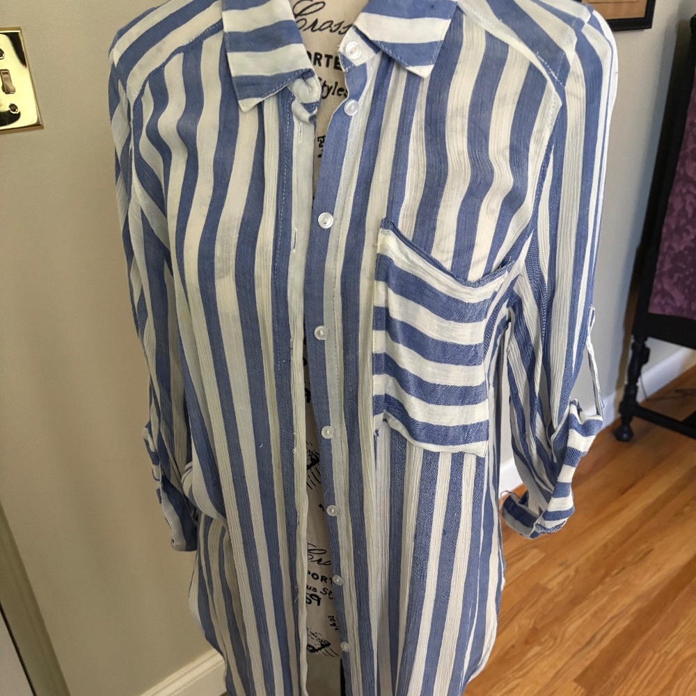 Long sleeved, sheer blouse